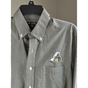 Purdue TRAIN boilermakers Antigua Men’s Small L/S Button Down shirt black check